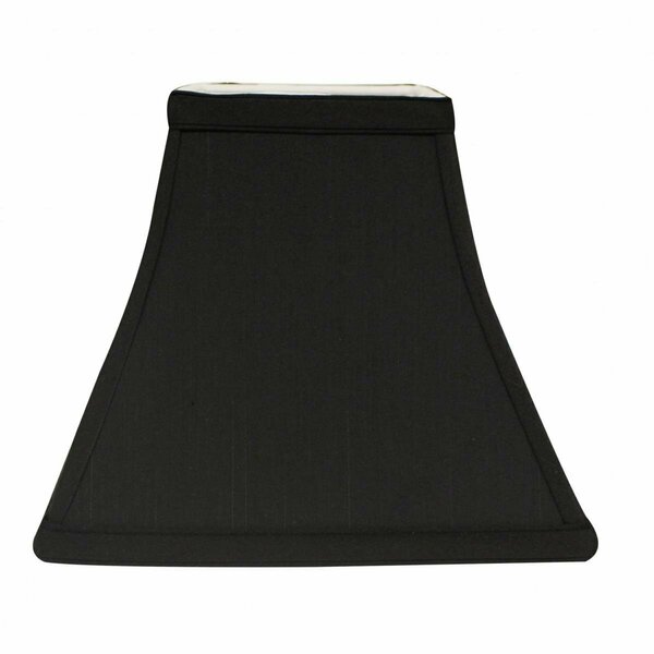 Estallar 8 in. Black with White Lining Square Bell Shantung Lampshade ES3099250